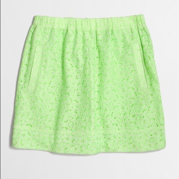 J. CREW Factory Green Floral Eyelet Lace Skirt - Picture 2 of 7